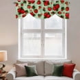 thumbnail image 3 of Tie Up Valances for Windows, Sage Green Strawberry Adjustable Valance Curtains Window Treatment for Living Room, Spring Floral Watercolor Summer Botanical Rod Pocket Kitchen Curtains 42x18 Inch, 3 of 9