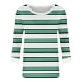 thumbnail image 6 of Bmawag Womens Shirts Plus Size 3/4 Sleeves Crew Neck Striped Lightweight Tops Blouses Casual Loose Women's Trendy Fashion T-Shirts Green L, 6 of 6