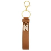 Time and Tru Faux Leather Initial "N" Monogram Keyring Clip, Brown