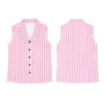 thumbnail image 5 of Rvasteizo Tank Tops for Women Stripe Print Casual Sleeveless Turn Down Doll Collar Slub Linen Button Open Cardigan Light Summer Ladies Camisole, 5 of 5