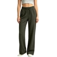thumbnail image 4 of Womens Wide Leg Pants Casual Flowy Crepe Trousers Free Relaxed Fit Work Business with Pockets, 4 of 9