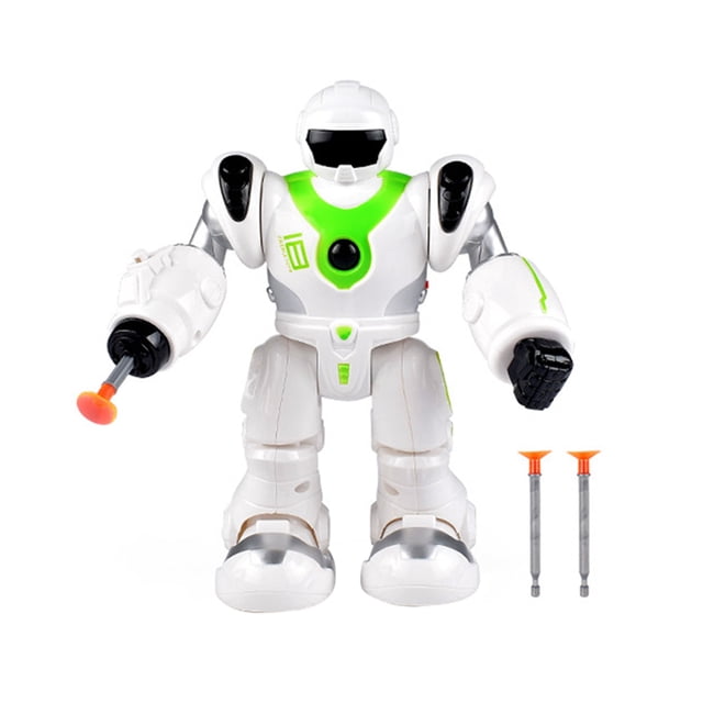Green Walking Robot Toy Space Fighter Robot Manually Launches Sucker Soft Model For Children