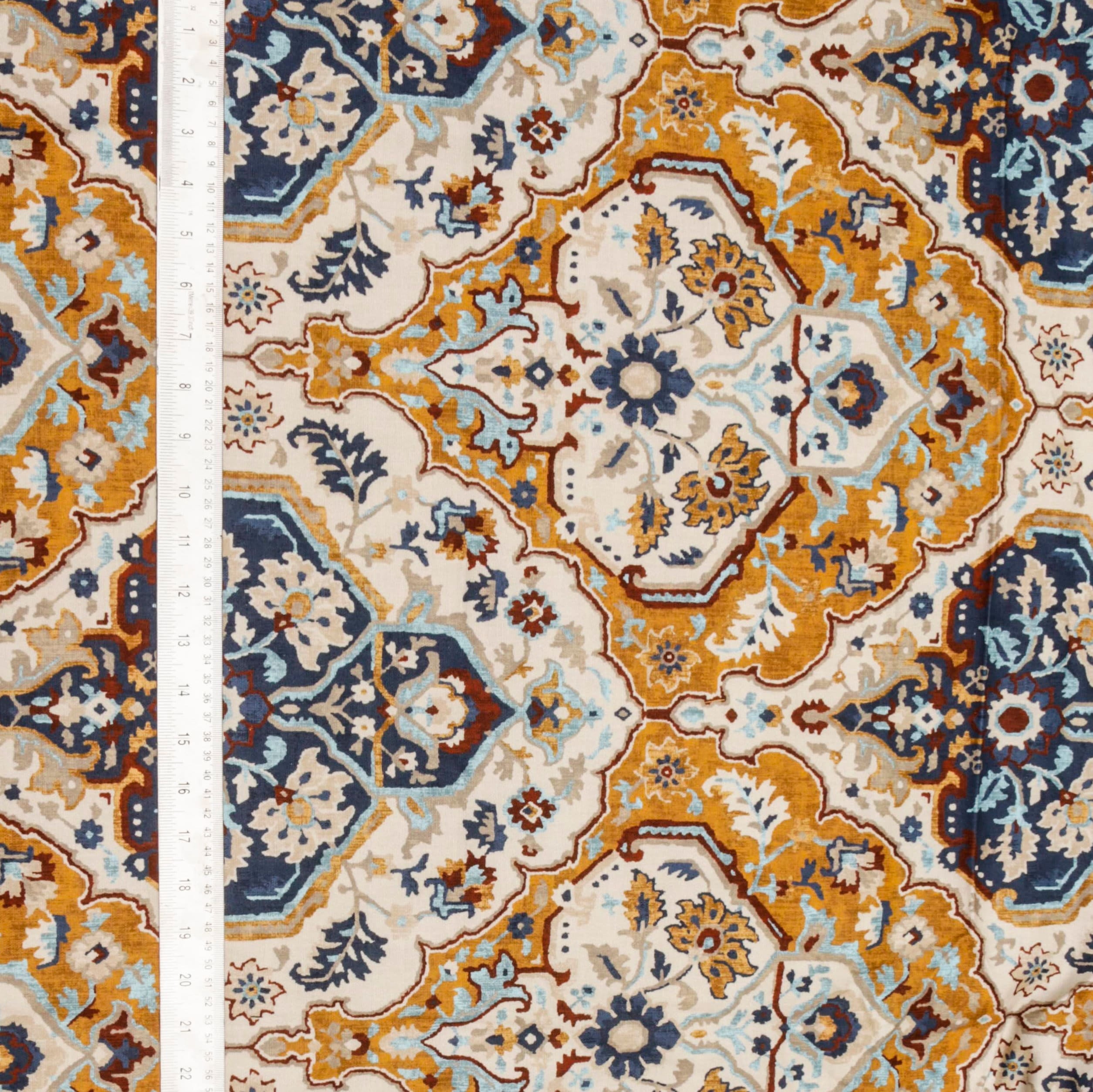 Fabric Mart Direct Cream, Beige Cotton Printed Fabric By The Yard, 54 inches or 137 cm width, 15 Continuous Yards Beige Cotton Fabric, Traditional, Upholstery Drapery Curtain Wholesale Fabric