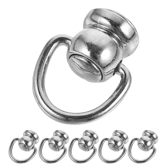 ROSENICE D Ring Rivets Purse Hardware 6Pcs Zinc Alloy Silver Diy Enthusiasts Diy Projects