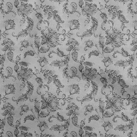 oneOone Cotton Flex Gray Fabric Jacobean Floral Quilting Supplies Print Sewing Fabric By The Yard 40 Inch Wide