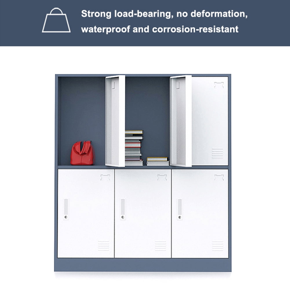 Kepooman 6-Door Metal Storage Cabinet, Locker Organizer for School & Home Storage Locker Organizer, Grey & White Kepooman 6-Door Metal Storage Cabinet, Locker Organizer for School & Home Storage Locker Organizer, Grey & White