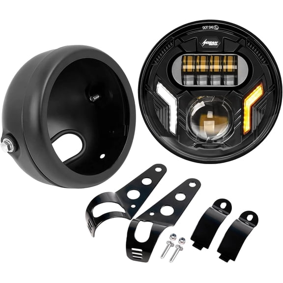 NKCELL POWER 60W, White DRL Amber Turn Signal 5.75 Inch LED Motorcycle Light
