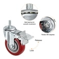 thumbnail image 4 of Unique Bargains 4 Inch Swivel Threaded Stem Casters 3/8'-16UNC Thread PU Caster Wheel with Brake 88lbs Load, Red 4pcs, 4 of 5