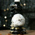 thumbnail image 6 of Cheapark Two-Tone Skull Candlestick Holder Halloween Home Holiday Resin Ornament For Table Centerpiece Mantel Spooky Gothic Decor, 6 of 6