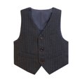 thumbnail image 2 of GiLiling Boys Pinstripe Suit Vest Blazer Lapel Formal Waistcoat Kids Button Striped Vest with Pocket Square for Wedding (Grey, 11-12 Years), 2 of 4