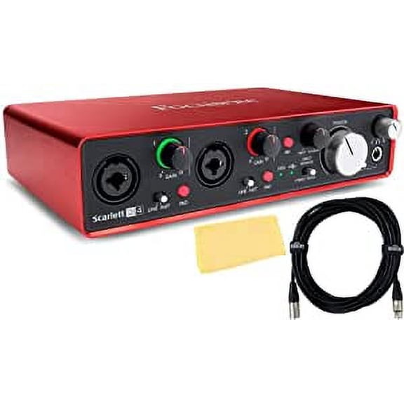 Focusrite Scarlett 4i4 3rd Gen 4-in, 4-out USB Audio Interface Bundle with XLR Cable and Polishing Cloth