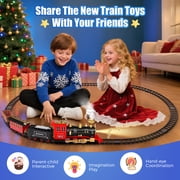 Flooyes Train Set for Boys Girls, Classic Train Toys with Smoke, Light & Sound,Under the Christmas Tree Toy Train Set, Christmas Birthday Gift for Kids 3+ Years Old