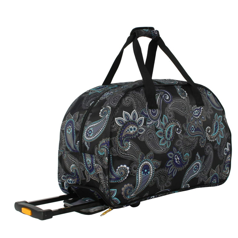 Lucas Designer Carry On Luggage Collection - Lightweight Pattern 22 Inch Duffel  Bag- Weekender Overnight Business Travel Suitcase with 2- Rolling Spinner  Wheels (Paisley Peacock) 