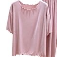thumbnail image 6 of Bovxnpu Women's Pajamas Set Cotton Ruffle Short Sleeve Capris Pants 2 Piece Pajamas Sleepwear, 6 of 6