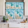 thumbnail image 2 of Summer Beaches Curtain Valances Set Gradient Green Ocean Sea Turtle Starfish Coastal Coral Kitchen Curtains 36&nbsp;inch Length Rod Pocket Valance and Tiers 3 Piece Set Small Bedroom Bathroom Laundry, 2 of 9