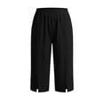 thumbnail image 4 of ClodeEU Women's Elastic Waist Capri Pants, Casual Loose Fit Cropped Trousers with Pockets for Summer Black,Women's Plus L, 4 of 8