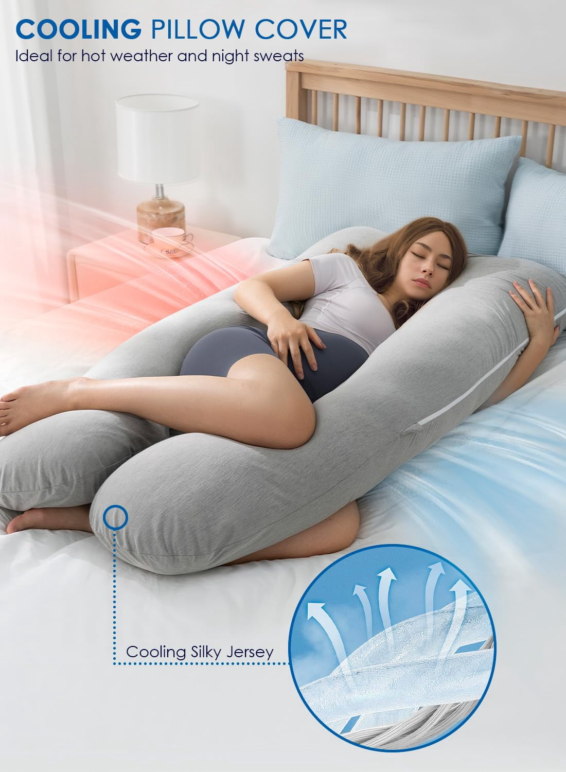 Pillows  Maternity Pillow For Sleeping 55in U Shaped Body Support With Removable Silky Cover Gray