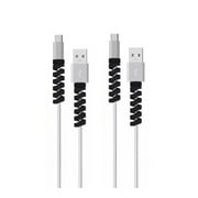 24 Piece Silicone Charging Cable Protector Set, Spiral Cord Saver Covers for USB Phone Charger Cables, TIKA