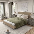 thumbnail image 2 of Furniture of America Colly Adult Queen Chenille Fabric Upholstered Platform Bed, Brown, 2 of 25