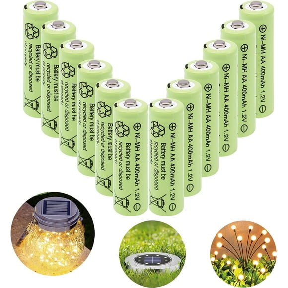 AIR-1.2 Volt Double A Solar NiMH Batteries 400mah, 12 Counts AA Rechargeable Batteries for Solar Lights, String Lights Pathway Lights,Mouse, Keyboard