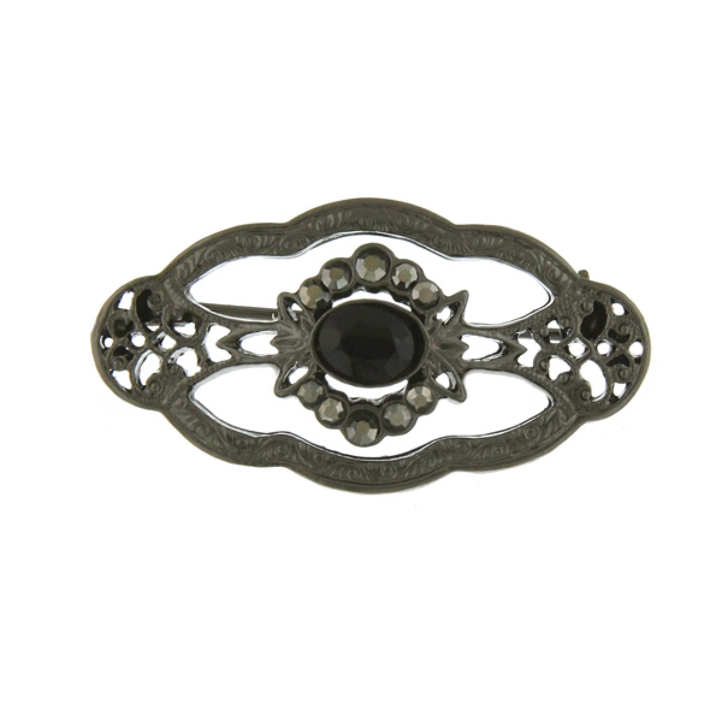 Downton Abbey Jet Jeweled Edwardian Oval Brooch by Downton Abbey