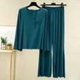 thumbnail image 2 of yillto Women Lounge Sets 2 Piece Long Sleeve Shirts Tops and Loose Pants Lightweight Summer Sleepwear Set, 2 of 6
