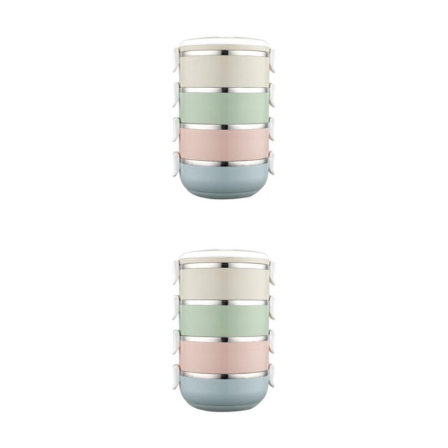 Ounissouiy Fiambrera multicapa cómoda y práctica para el día a día Fiambrera sellada multicapa de acero inoxidable 304 de cuatro capas cuatro capas acero inoxidable 304 2Conjunto