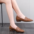 thumbnail image 2 of Seffadzy Women's Flat Shoes Soft Sole Cutout Breathable Lightweight Casual Flats Comfortable Slip Brown 35, 2 of 6
