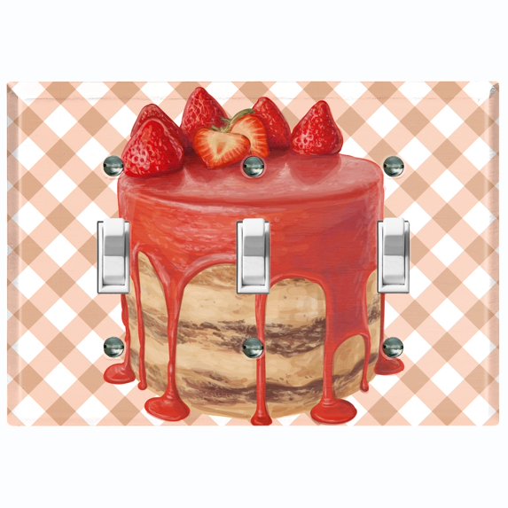 Metal Light Switch Plate Cover Elegant Strawberry Cake Dessert CAK006