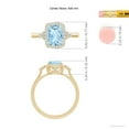 thumbnail image 5 of ANGARA Natural Cushion 1.2 ct Aquamarine Halo Ring with Trio Diamonds in 14K Yellow Gold for Women (Size-8x6mm) | March Birthstone, Anniversary, Jewelry Gift for Women | Natural Aquamarine Ring, 5 of 9