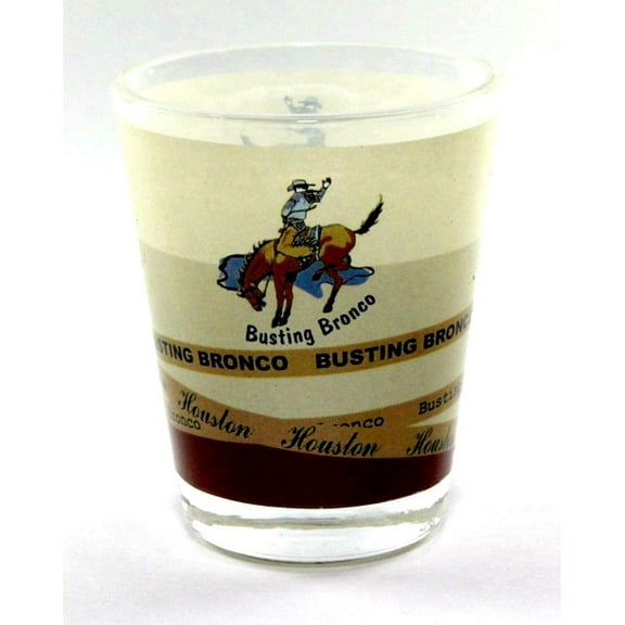 Houston Texas Busting Bronco Shot Glass ctm