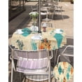 thumbnail image 5 of Fsddascl Orange Teal Red Outdoor Tablecloth - 60 Inch Round Dining Table Cover, Boho Modern Abstract Splashing Art Waterproof Outdoor Table Cloth with Umbrella Hole & Zipper for Picnic/Patio/Party, 5 of 7