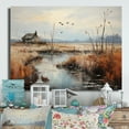 thumbnail image 2 of Designart "Morning Marshes Denmark Misty painting" Landscapes Metal Wall Decor, 2 of 5