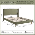 thumbnail image 2 of Zanmintaobo Queen Corduroy Platform Bed Frame with 42.5" Upholstered Wingback Headboard,Metal & Wood Slats, No Box Spring Needed,Turtle Green, 2 of 8