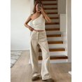 thumbnail image 4 of Y2K Beige Cargo Jeans Women Vintage Streetwear Basic Baggy Pants Oversize High Waist Loose Denim Trousers Female 90s, 4 of 6