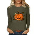 thumbnail image 2 of Jsaierl Halloween Shirts for Women Funny Pumpkin Ghost Graphic Tees Stretch Round Neck T-shirt Long Sleeve Dressy Casual Blouse Tops Halloween Clothes, 2 of 4