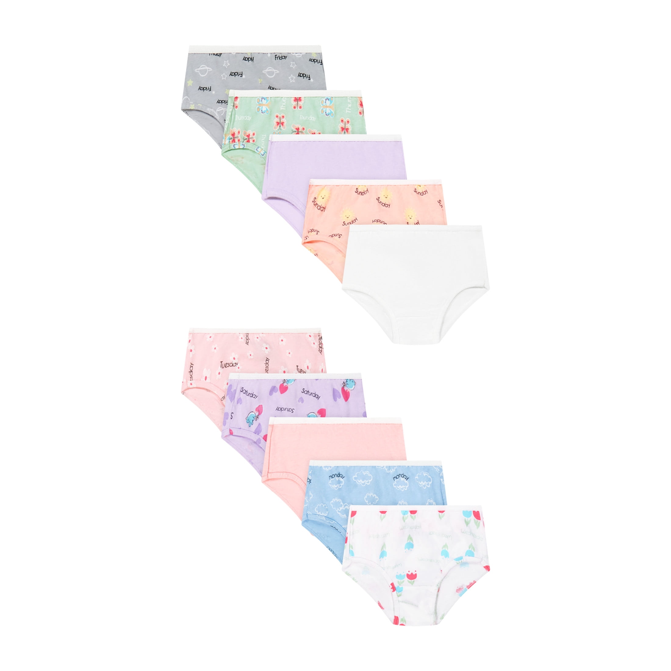 Hanes Infants/Toddlers Briefs Underwear Pack, 10-Pack, Toddler Core 100% Cotton Underwear for Toddler Girl