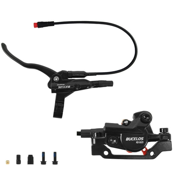 BUCKLOS HD-E635 Hydraulic Brake set 2-Pistons Front&Rear 1100mm/1800mm E-Bike Electric Power Off Hydraulic Disc Brake Set Aluminum Alloy Caliper Lever for ebike/Scooter/MTB Mountain Bike