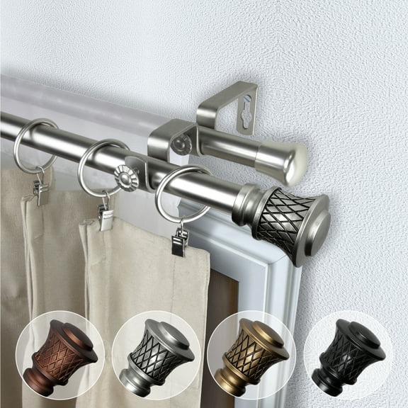 Domovina Lone 13/16" Double Curtain Rod-Color:Satin Nickel,Size:28-48"