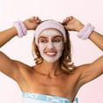 thumbnail image 4 of Women Puffy Spa Headband and Wristbands for Face Washing, Fuzzy Skincare Headbands, Soft Makeup Skin Care Hair Accessories for Girls, Bubble Make Up Sleepover Party Supplies, 4 of 7