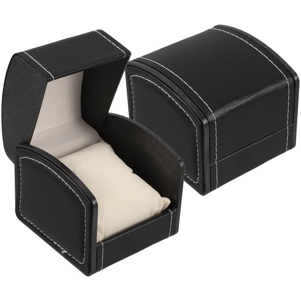 Estuche organizador de relojes de poliuretano negro de 2 piezas para hombre y mujer, ideal para viajes y exhibición, elegante joyero y caja de almacenamiento
