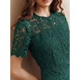 thumbnail image 2 of Emerald Green Lace Midi Dress With Short Sleeve And Ruffled Hem, 2 of 30