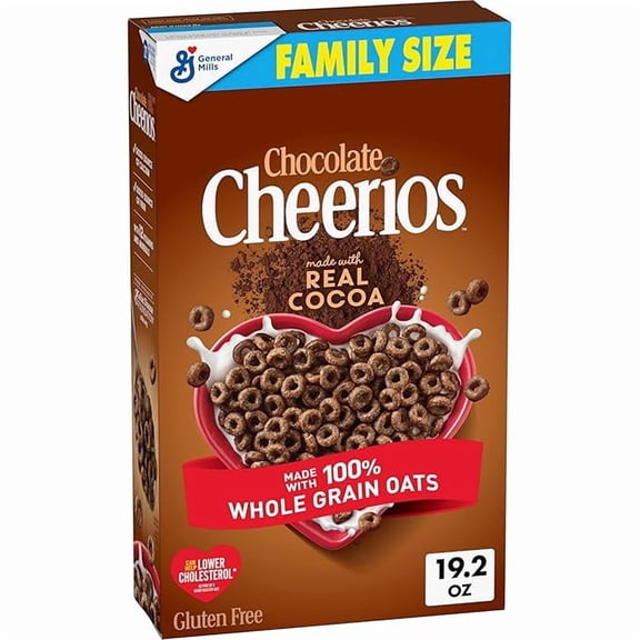 Chocolate Cheerios, Heart Healthy Gluten Free Breakfast Cereal, Made with Whole Grain Oats, Family Size, 19.2 oz