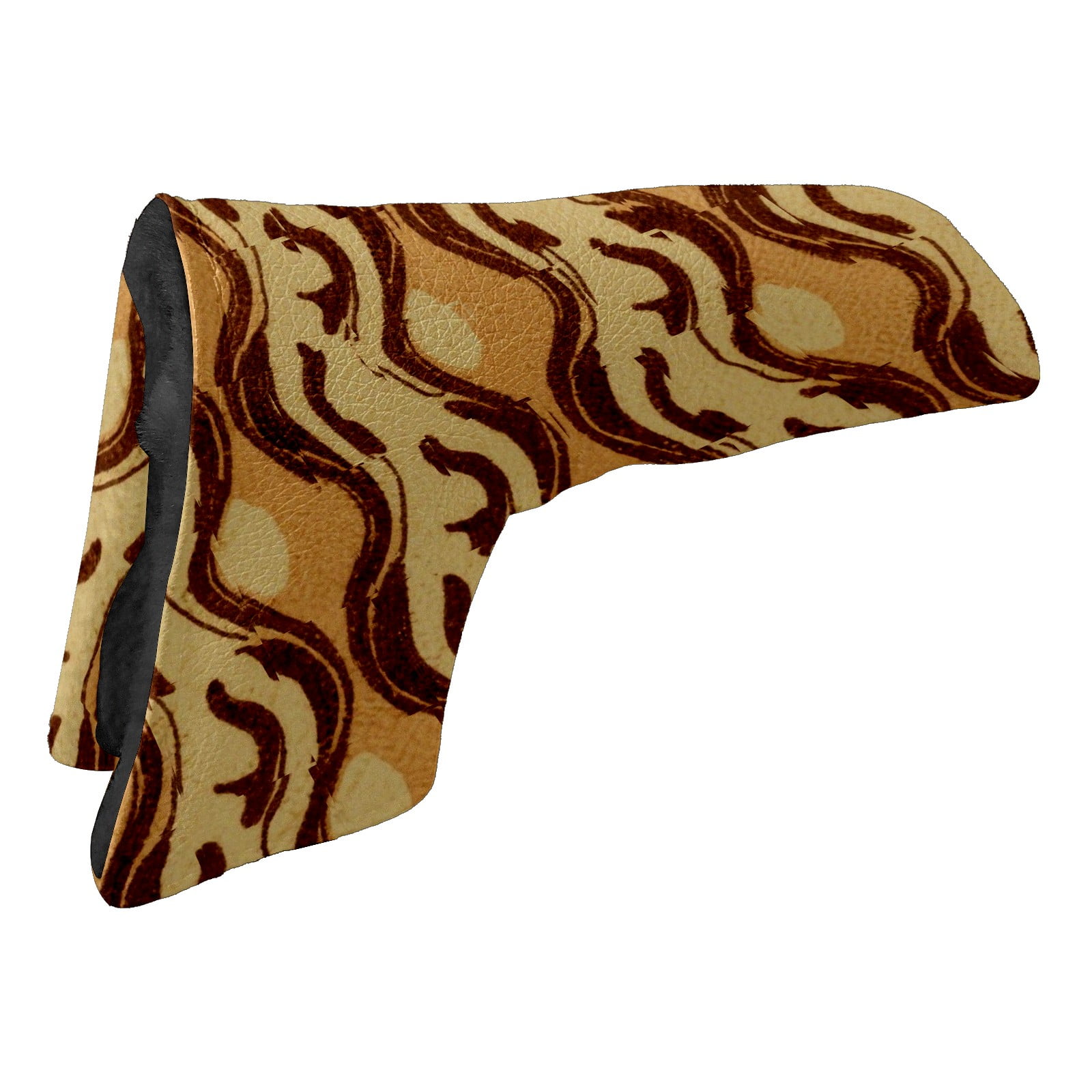 Golf Club Head Cover | Leather Golf Club Putte Headcover , Waterproof Golf Club Head Cover Set Driver Headcovers for Golf Clubs Men Women Beige Wave Motif