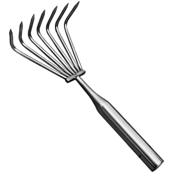 7-Tooth Stainless Steel Hand Rake, Thickened Garden Tool with Curved Tines, Heavy Duty Metal Hand Rake for Efficient Soil Loosening, Sand Digging, and Backyard Gardening, 10.6 x 0.9 in / 27 x 2.2 cm