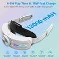 thumbnail image 2 of Headband for Meta Quest 3S, VR Replacement Strap with 12000mAh Battery, Enhance Comfort and Extend Play Time, with RGB Lights, for Quest 3S VR Headset-White 1, 2 of 9