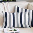 thumbnail image 2 of Navy Blue Gray Striped Small Pillow Covers, Farmhouse Stripe Art Soft Breathable Throw Pillow Cases with Invisible Zipper, Decorative Pillowcase Pillows Protectors for Sofa Bed Chair 12"x20", 2 of 9