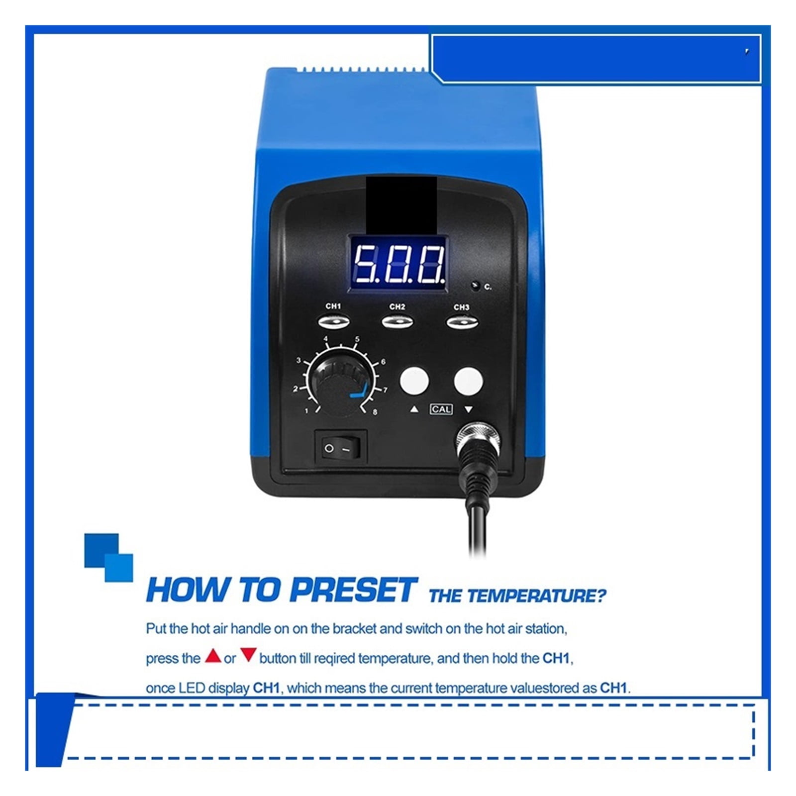 Digital Display Heat Gun  Hot Air Rework Station Prostormer with 3 Sets Stored Temperature  for Electronics Repairing ,Variable Temperature