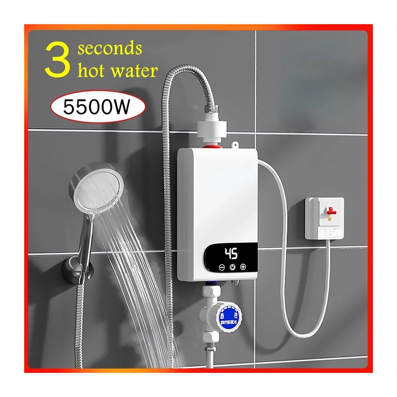 Instant Water Heater 5500W Portable Electric Heaters For Bathroom Hot Water Shower And Home Kitchen Heating ,Safety Protections