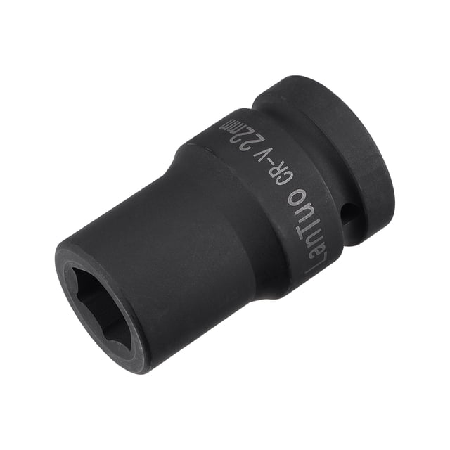 Zócalo de impacto de 6 puntos de 1 pulgada de transmisión por 22 mm, acero CR-V de 80 mm de longitud, tamaños métricos estándar